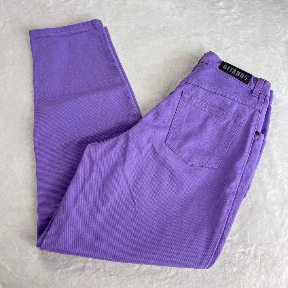 Gitano vintage Purple tapered leg Denim Jeans size 10 Petite 27x28 Deadstock